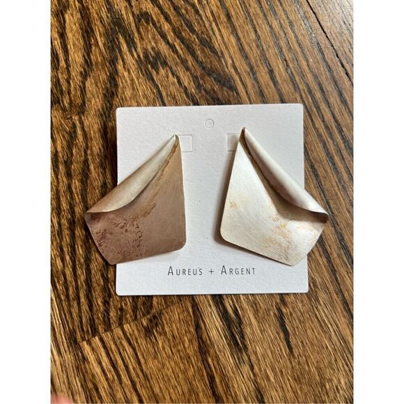 NWT Aureus + Argent Women's Silver Geometric Retro Earrings One Size - Picture 1 of 5